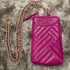 Tory Burch Pink Quilted Crossbody Phone Bag